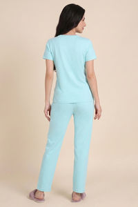 Zivame Farm Lore Knit Cotton Pyjama Set - Tanger Turquoise — thumbnail 3